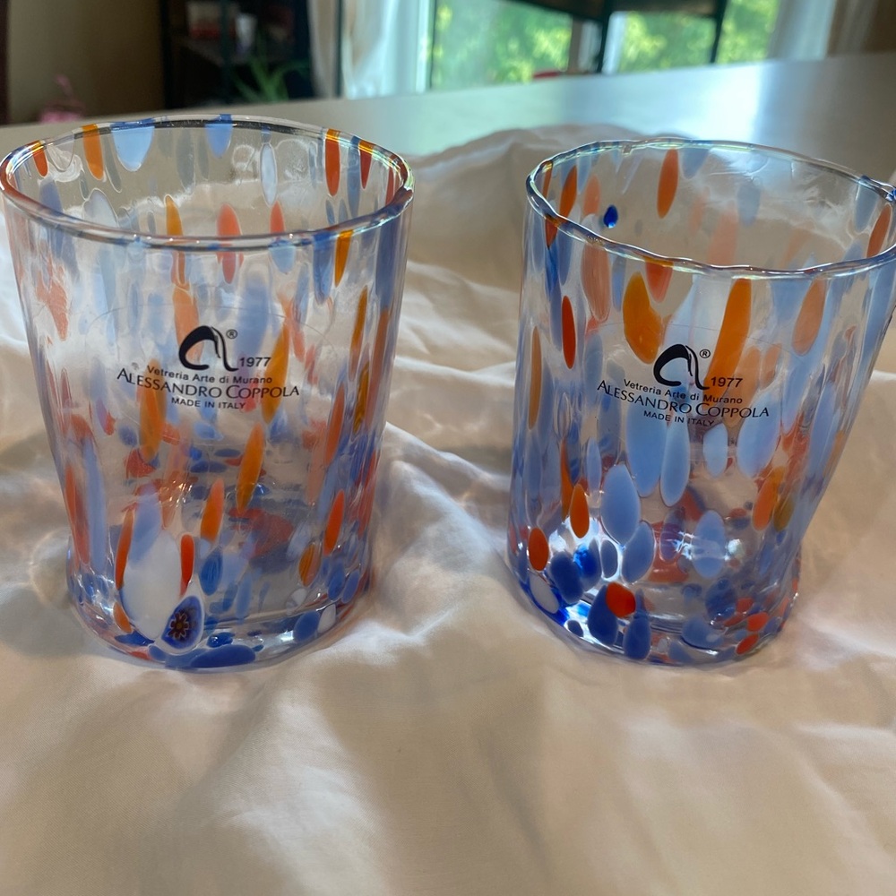 Alessandro Coppola Colorful Glass Tumblers Vetreria Arte di Murano. NEW.
